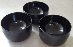 Japanese Rice Noodle Ramen Bowls x 3 Deep Red/Black Vintage Melamine