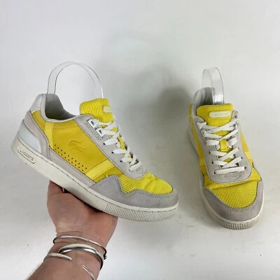 Lacoste T-Clip Sneakers Women's 7 Yellow Suede Lace Up Low Top Athletic Shoe - Image 1 of 4