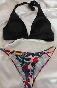 Juego de bikini Dorina negro/múltiples almohadillas extraíbles cuello trasero descarado tanga Reino Unido 14/grande - Imagen 1 de 7