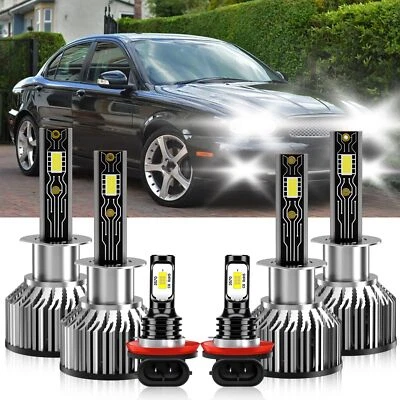 For Jaguar X-Type 2004-2008 LED Headlight Bulb High/Low Beam Fog Light Kit 6500K - Image 1 of 4