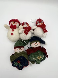 Snowman Cloth Ornaments Lot Christmas - Picture 1 of 11