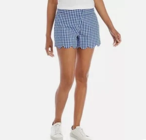Crown & Ivy Women Shorts 18W Curvy Shelby Scalloped Blue White Coastal NWT - Picture 1 of 19
