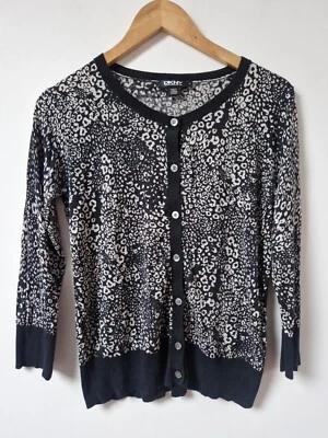 Cárdigan DKNY Cachemira y Seda Abstracto Tejido Fino Top Talla M Foto 1 de 4