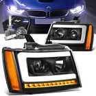 BLACK HOUSING LED DRL PROJECTOR HEADLIGHT+SLIM LED HID KIT FOR 07-13 AVALANCHE