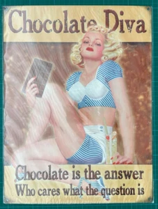 Chocolate Diva Metal Sign Pin up Girl Novelty Women Lair Man Cave 40cm x 30cm - Picture 1 of 2