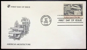 Vtg 1982 Frank Lloyd Wright Fallingwater First Day Cover - Washington DC 20¢ - Picture 1 of 2