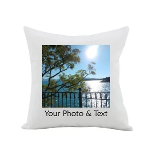 Your  Photo Personalised Linen Style  40x40cm Cushion Cover, Christmas, Birthday - Picture 1 of 1
