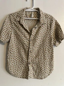 Rylee And Cru Boys Linen Blend Button Up Dot Print Shirt 4-5y - Picture 1 of 4