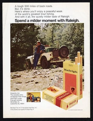 Raleigh Filter King 1971 largo momento más suave semana pacífica trucha pesca anuncio impreso Foto 1 de 3