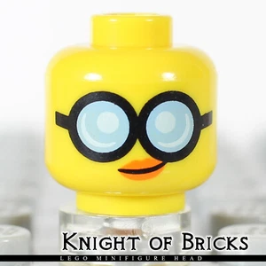 LEGO Minifigura Cabeza AMARILLO Mujeres Gafas Redondas con Lentes Azul Luz Brillante - Imagen 1 de 2