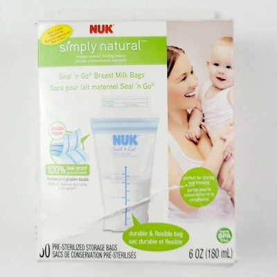 Bolsas de leche materna 50 unidades NUK Seal 'N Go Simply Natural NUEVO - PAQUETE DAÑADO  Foto 1 de 4