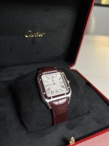 Cartier Santos Dumont Bordeaux Lacquer Bezel in Platinum Ref.: WGSA0053