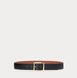 Ralph Lauren Women's Reversible Crosshatch Leather Belt Black/Lauren Tan XL/41" - Picture 1 of 3