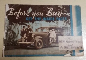 1934 Plymouth Six & De Luxe Six Car Sales Brochure/ Catalog "Before You Buy" - Picture 1 of 12