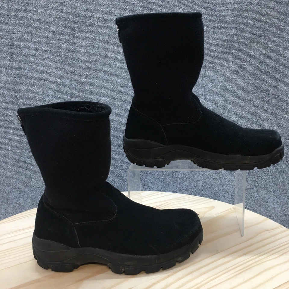 Botas Lands End femininas 6 B Marinac panturrilha média inverno neve 93160 camurça preta zíper - Imagem 1 de 4