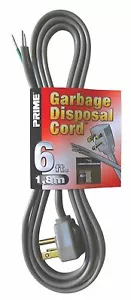 Garbage Disposal Cord, Gray, 6-Feet 6' 3 WIRE 16G 13 AMP 16/3 SPT-3 60-86 - Picture 1 of 1