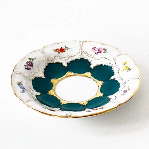 Meissen B Form Green with Scattered Flowers Saucer/Small Plate ONLY Replacement - Picture 1 of 8