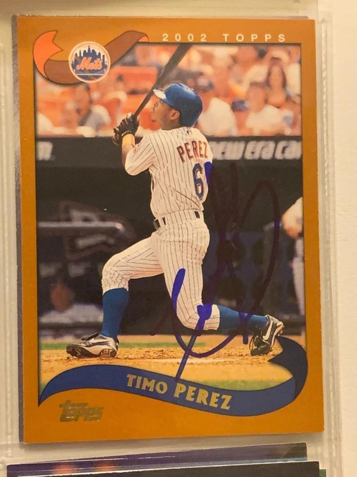 TIMO PEREZ AUTOGRAPHED SIGNED 2002 TOPPS CARD NEW YORK METS COA - Image 1 of 1