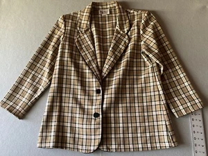 Vintage Maggie Sweet Women’s Jacket Petite Medium Plaid Blazer USA #1992 - Picture 1 of 13