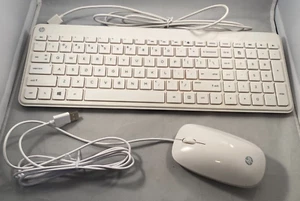 HP USB Multi Media White Slim Wired Keyboard SK-2028 With Wired Mouse - Picture 1 of 6