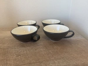 Crate & Barrel Kathleen Wills Tea Cups Coffee Black Set Of 4 Japan - Picture 1 of 9