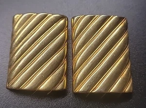 Givenchy Vintage Ohrclips Gold gerippt rechteckig signiert - Bild 1 von 5