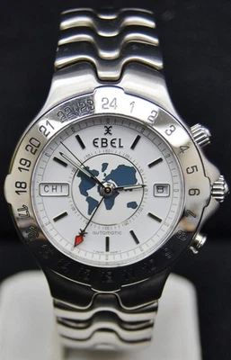 EBEL Sportwave Meridian Automatic GMT World Time 40mm Stainless Watch E9122641 - Image 1 of 4