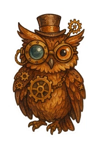 4" Steampunk Owl Sticker Decal - Clockwork Goggles Top Hat Bird - - Picture 1 of 2