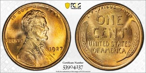 1927 P Lincoln Wheat Cent PCGS MS66+RD - Picture 1 of 5