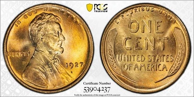 1927 P Lincoln Wheat Cent PCGS MS66+RD - Image 1 of 4