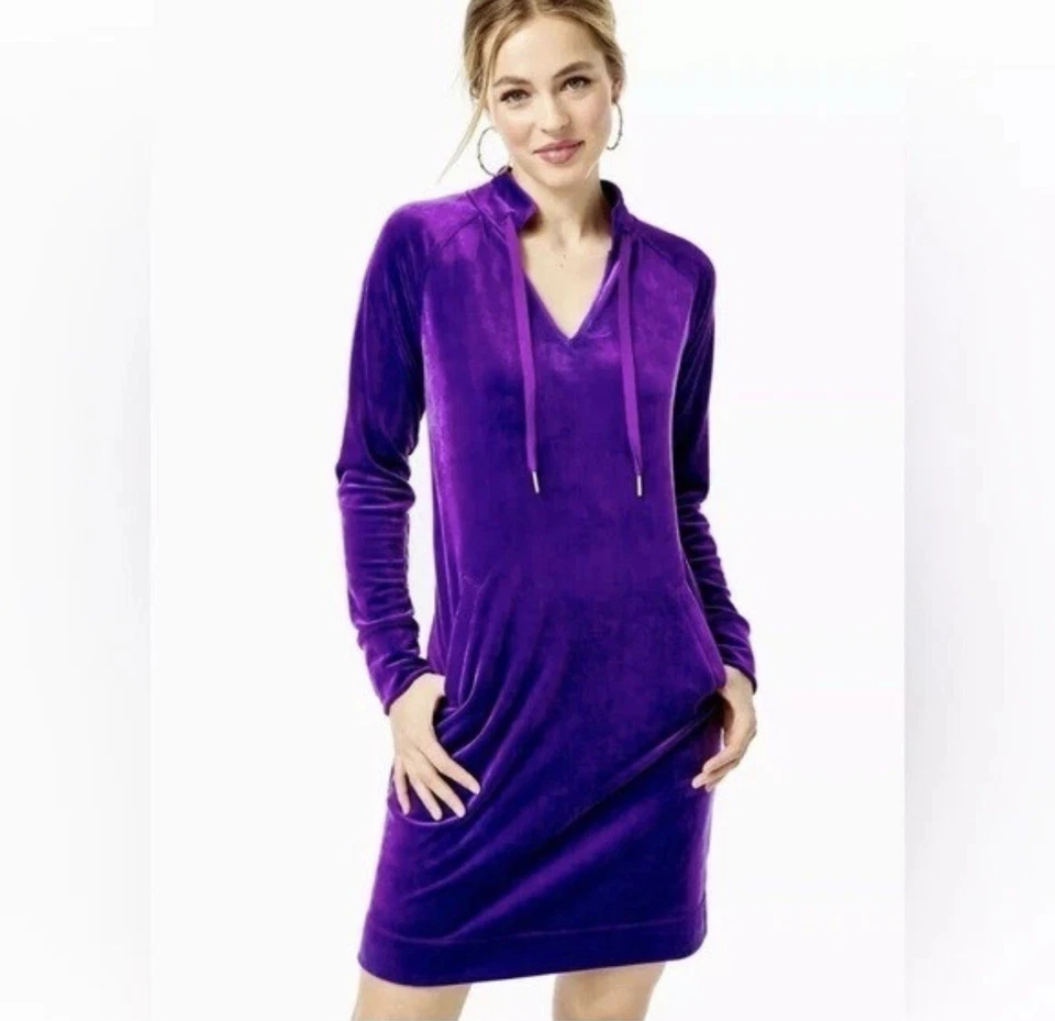 Lilly Pulitzer Cassi Velour Dress Purple Berry XS Soft Whimsygoth Holiday Party - Image 1 of 4