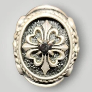 Leathers And Treasures Oval Bezel Ring Black Diamond US7.75 Silver - Picture 1 of 5