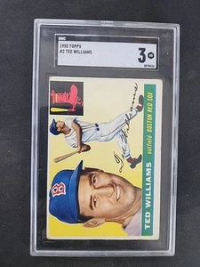 TED WILLIAMS 1955 TOPPS SGC 3 ! *JUST GRADED ! *ICONIC WILLIAMS SWING ! *BEAUTY - Picture 1 of 2