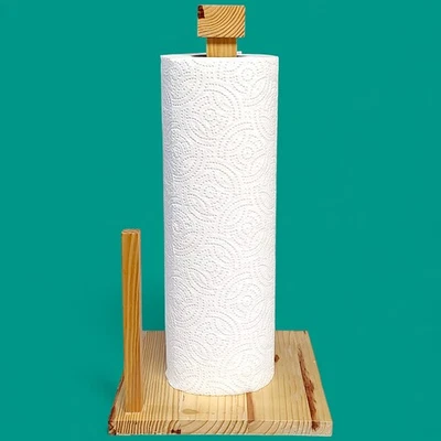 Toallero de papel independiente de madera con tonos de madera natural 6,5" x 13" Foto 1 de 4