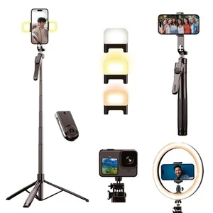 – 84" Cell Phone Tripod & Selfie Stick, 2.15m Extendable Tripod with Dual Lig... - Picture 1 of 8