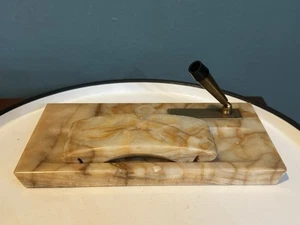 Juego de escritorio vintage de mármol ónix noble soporte para pluma estilográfica - 2 piezas, Alemania Occidental - Imagen 1 de 12