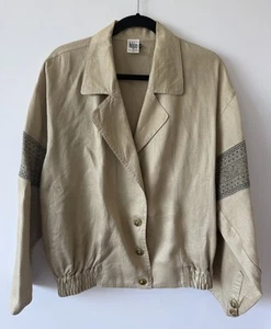 Chaqueta retro vintage años 80 Modigliani Uomo Coordwear Italia beige lino - Grande - Imagen 1 de 7