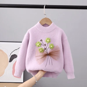 Toddler Girls Cute Flowers Design Angora blend Sweater size 5 - Picture 1 of 3