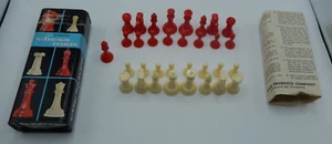 Vintage Halsam Chess Men Set 420 Complete Pcs Plastic Actual Size Box Instructio - Picture 1 of 9