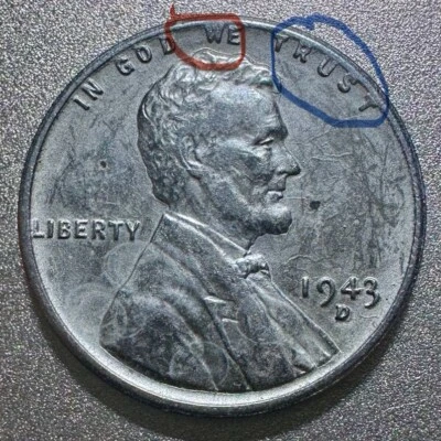 1943 D Steel wheat back Penny”MINT ERRORS”auth.,no damage,excellent Cond! Cheap! - Image 1 of 2