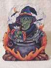 Halloween Wooden Plaque - Witch Stirring Cauldron - 10' x 8' w/peg support