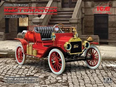 1:35 ICM KIT Model T 1914 Fire Truck American Car Kit ICM35605 - Immagine 1 di 2