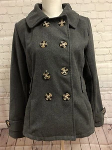 Body Central Juniors Large Pea coat Jacket Wool Blend Gray Pockets Fully Lined - Picture 1 of 11