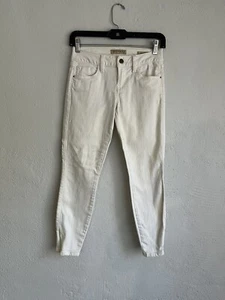 Guess Woman Cream Brittney Cropped  Zip Leg Jean, Size 24 - Picture 1 of 7