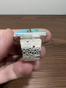 Gorgeous Natural Turquoise 925 Sterling Silver Ring With Natural Picture - Picture 1 of 12