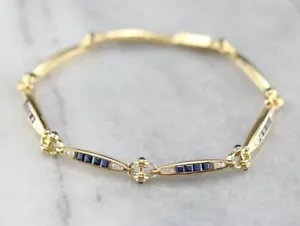 5Ct Simulated Princess Cut Sapphire Women's Bracelet 14k Yellow Gold Plated - Picture 1 of 6