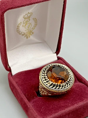 Anillo Cúpula Piedra Ámbar Tono Dorado Premier Designs Talla 6.75 Nuevo Sin Etiquetas R3 Foto 1 de 4