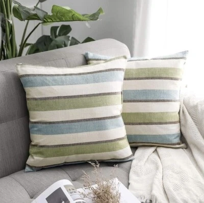 MIULEE Throw Pillow Covers – 4-Pack Retro Stripe Linen, Modern Style - Image 1 of 4