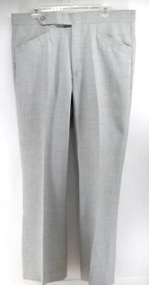 Calça de lazer vintage Sansabelt Jaymar cinza poliéster calças Mod 38 X 33 - Imagem 1 de 4