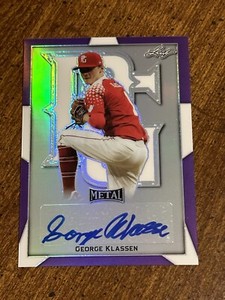 GEORGE KLASSEN 2019 Leaf Perfect Game PURPLE METAL AUTOGRAPH #9/25 PHILLIES
